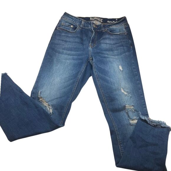 RESFEBER LOS ANGELES COLLECTION Distressed Skinny Boyfriend Jeans Size 6 - Picture 2 of 8